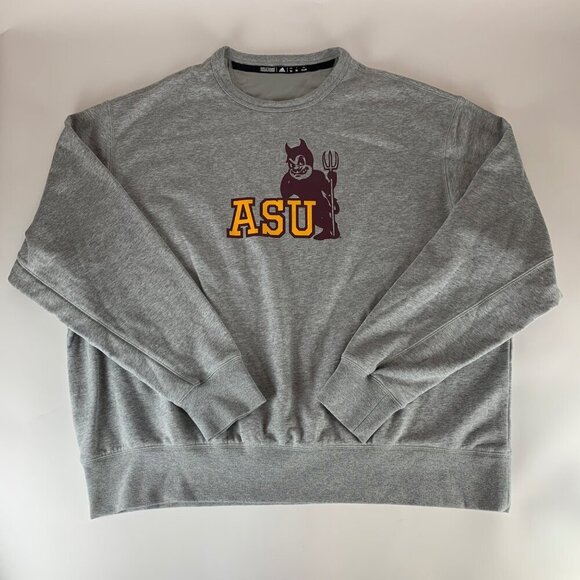 Arizona State Sun Devils NCAA Retro Gray Adidas Crewneck Sweatshirt Mens 2XL XXL - Picture 1 of 7